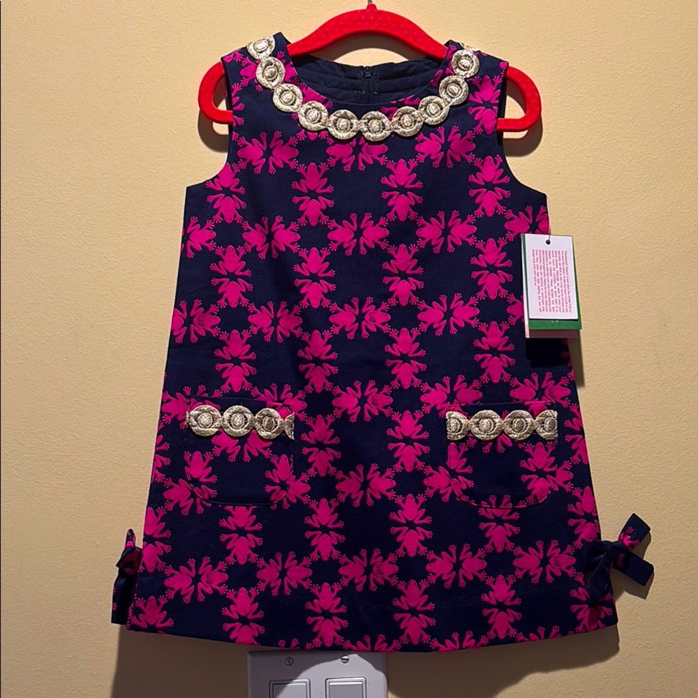 Hot Pink “Get Hoppy” Dress with Embellishments and Cute Bows - Size 3T